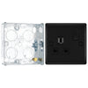 BG Nexus Matt Black 13A Single Switched Socket NFB21B with 25mm Steel Back Box
