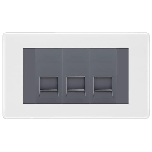 BG White Moulded 3 Gang IDC Secondary Telephone Socket - Grey Insert