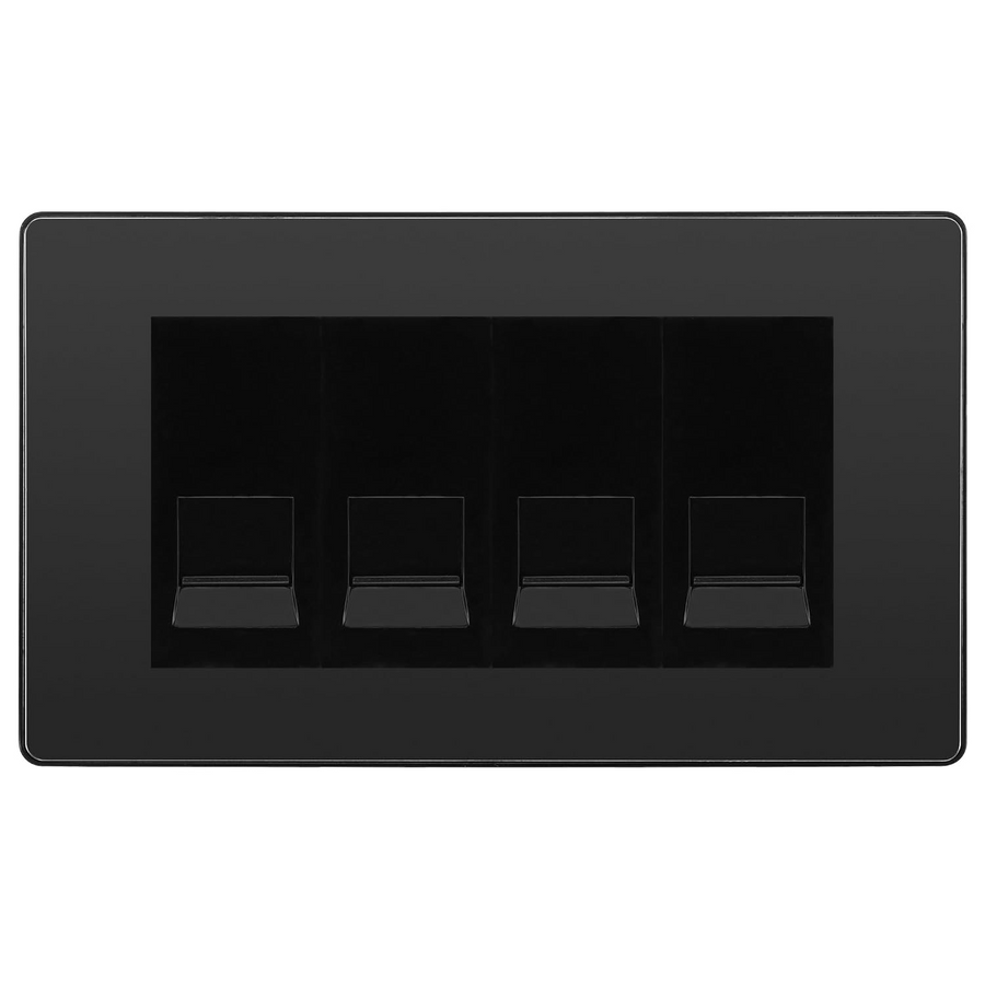 BG Evolve Black Chrome 4 Gang IDC Secondary Telephone Socket - Black Insert