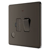 BG Screwless Black Nickel 13A Switched Spur + Neon + Cable Outlet FBN53 with 35mm Steel Back Box