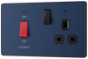 BG PCDDB70B Matt Blue Evolve 45A 2 Pole Cooker Control Unit 13A Switched Socket - Black Insert
