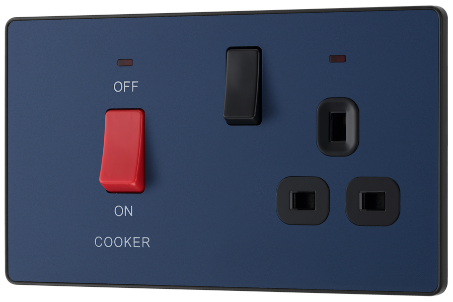 BG PCDDB70B Matt Blue Evolve 45A 2 Pole Cooker Control Unit 13A S