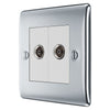 BG Nexus Polished Chrome 2 Gang 1x TV 1x FM Diplex Socket Outlet NPC66 with 35mm Steel Back Box