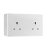BG Electrical 13A Double Unswitched Power Socket White & 50mm Pattress Back Box