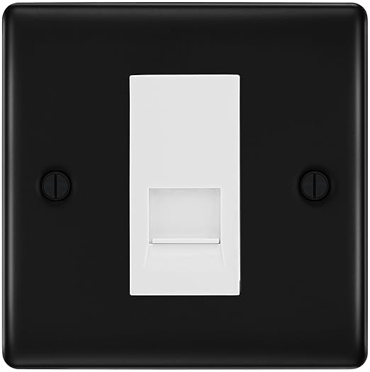 BG Nexus Matt Black Single RJ11 Telephone Socket NFBRJ111 - White Insert