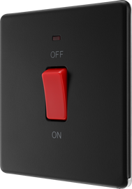 BG Evolve Matt Black 45A DP Single Cooker Switch Indicator FFB74