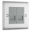BG NBSBTS2 Nexus Metal Brushed Steel 2 Gang Slave Telephone Socket