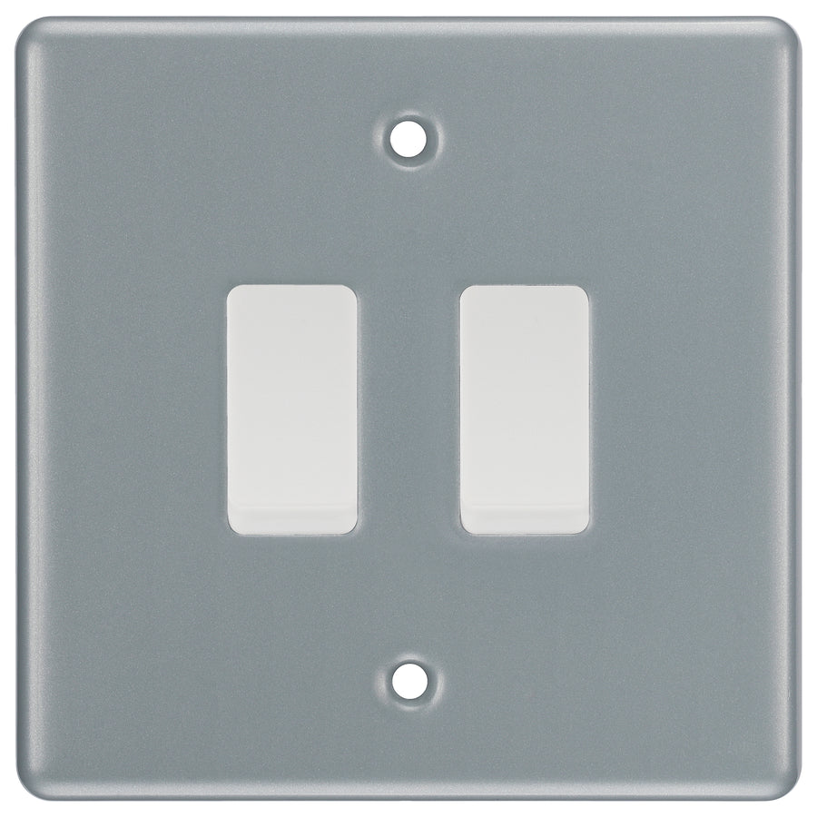BG Metal Clad 2 Gang Intermediate Light Switch Custom Grid
