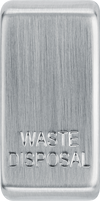 RRWDISBS Front - This brushed steel finish rocker can be used to replace an existing switch rocker in the British General Grid range for easy identification of the device it operates and has 'WASTE DISPOSAL' embossed on it.