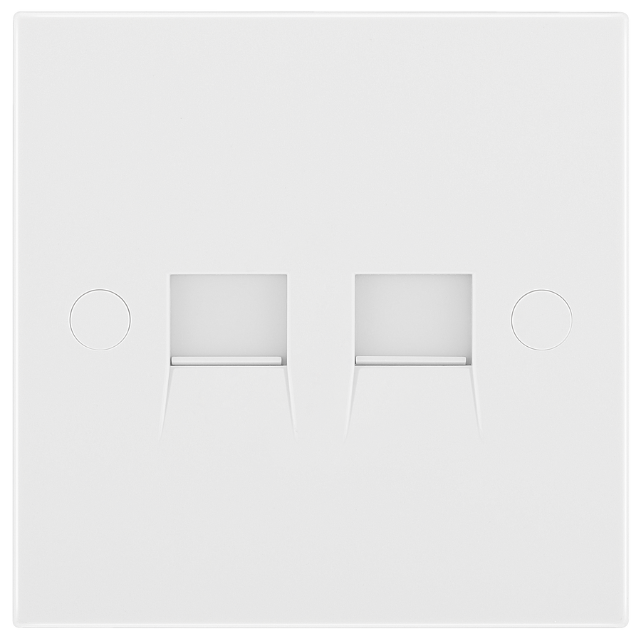 BG 9RJ11/2 Moulded Square Edge | White | 2 Gang RJ11 Screw Terminal Telephone Socket