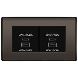 BG Black Nickel 4G Faceplate with 45W USB A+C Charger Modules – Black Insert