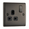 BG Nexus Black Nickel 13A Switched Single Socket NBN21B and 25mm Steel Back Box