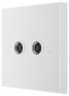BG 961 Moulded Square Edge | White | 2 Gang Co-Axial TV Socket Outlet