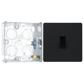 BG Evolve Matt Black 1 Gang 20A 16AX 2 Way Light Switch PCDMB12B with 25mm Steel Back Box