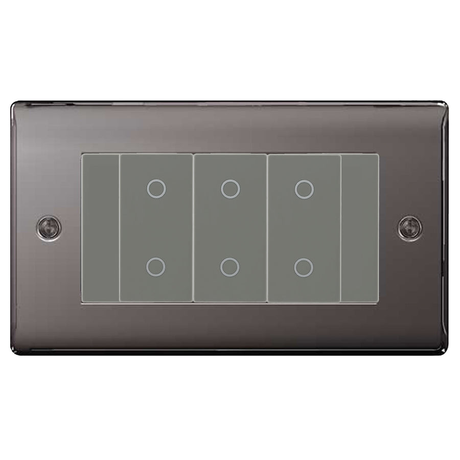 BG Nexus Black Nickel Triple Secondary Touch Dimmer Switch Grey Inserts