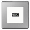 BG Nexus Screwless Brushed Steel HDMI Socket White insert