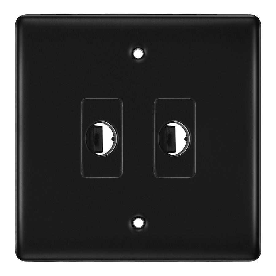 BG Nexus Metal Matt Black 2 Gang Flex Outlet Socket