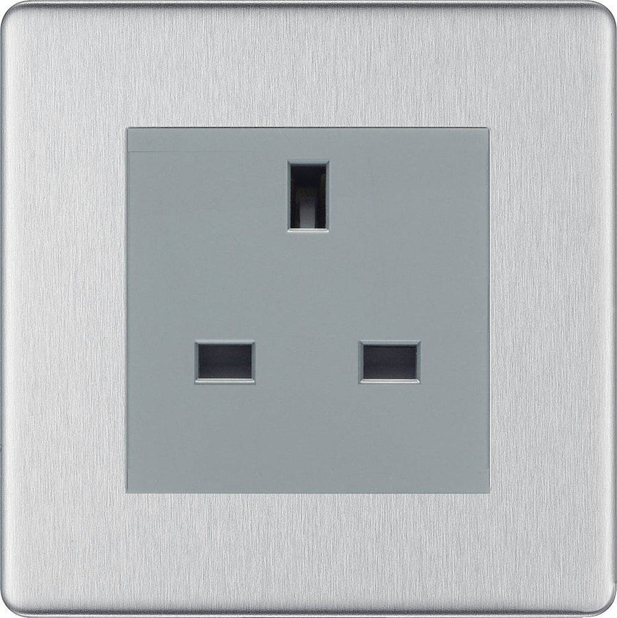 BG Nexus Screwless Brushed Steel 13A Unswitched Socket FBSUSSG