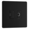 BG Screwless Matt Black 13A Unswitched 13A Fused Spur & Flex Outlet FFB55 with 35mm Steel Back Box