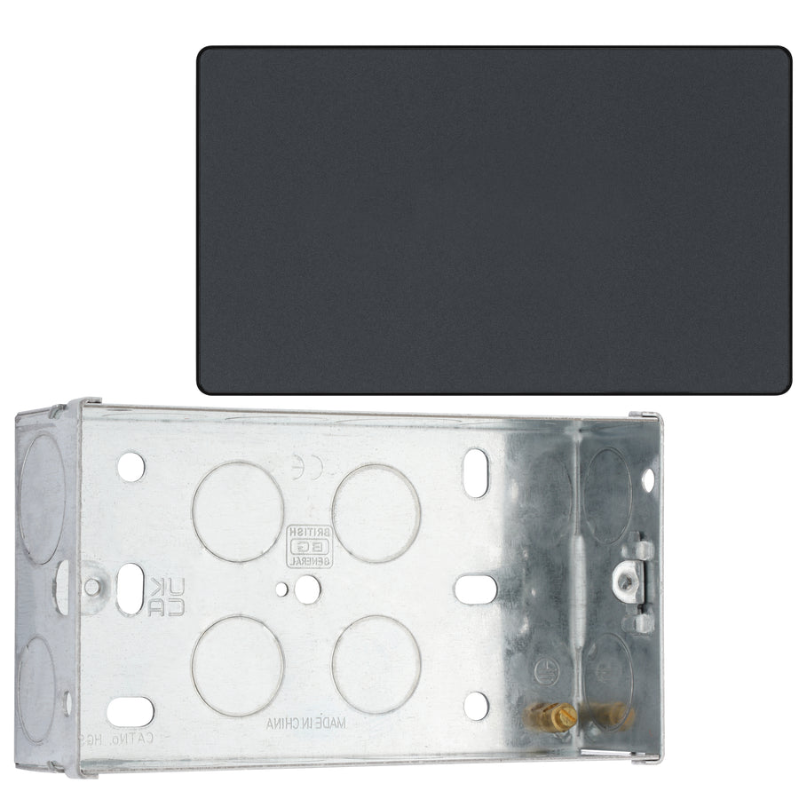 BG Evolve Black Chrome Double Blank Plate PCDBC95B with 35mm Steel Back Box