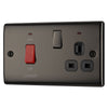 BG Nexus Black Nickel 45A DP Switch 13A Socket Neon NBN70B and 25mm Steel Back Box