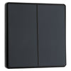 BG Evolve Matt Grey 2 Way Double Edge to Edge Rocker Switch PCDMG42EB with 25mm Steel Back Box