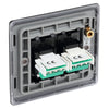 BG Nexus Matt Black 2 Gang RJ11 Double Data Outlet NFBRJ112 with 35mm Steel Back Box