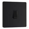 BG Evolve Matt Black 1 Gang 20A 16AX 2 Way Light Switch PCDMB12B with 35mm Steel Back Box
