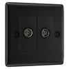 BG Nexus Matt Black Double Coaxial Socket NFB61 with 25mm Steel Back Box