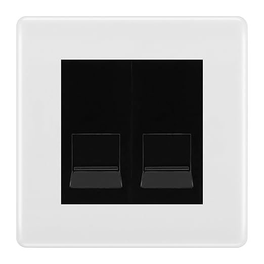 BG White Moulded Double IDC Secondary Telephone Socket - Black Insert