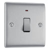 BG Nexus Brushed Steel 1 Gang 20A 2 Pole Neon Switch NBS31 with 35mm Steel Back Box