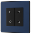 PCDDBTDM2B Front - This Evolve Matt Blue double master trailing edge touch dimmer allows you to control your light levels and set the mood.