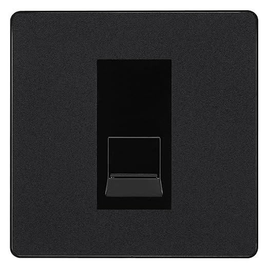 BG Evolve Matt Black Single RJ11 Telephone Socket PCDMBRJ111 - Black Insert