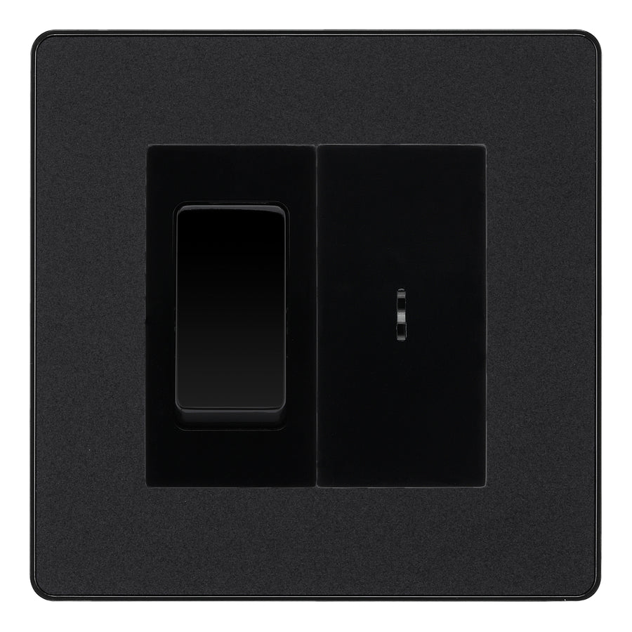 BG Evolve Matt Black 20A Secret Key Switch with 20A Double Pole Switch - Black Insert