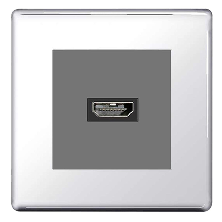 BG Nexus Screwless Polished Chrome HDMI Socket Grey insert