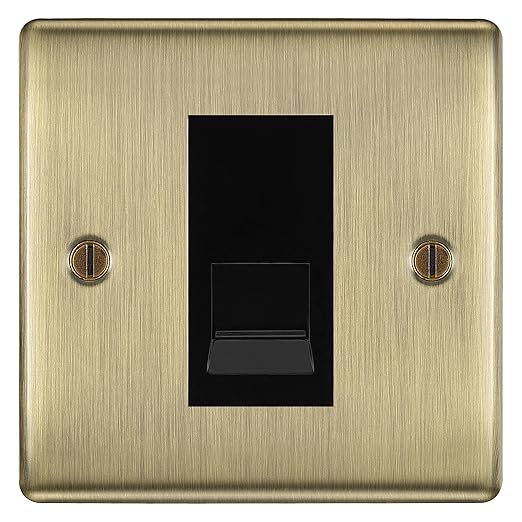 BG Nexus Antique Brass Single IDC Secondary Telephone Socket - Black Insert