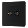 BG Screwless Matt Black 2 Gang Coaxial TV Socket FFB61 with 25mm Steel Back Box