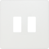 RPCDCL2W Front - The Grid modular range from British General allows you to build your own module configuration with a variety of combinations and finishes. This pearlescent white finish Evolve front plate clips on for a seamless finish, and can accommodate 2 Grid modules - ideal for switches and other domestic applications.