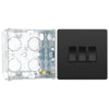 BG Evolve Black Chrome 3 Gang 20A 16AX 2 Way Light Switch PCDBC43B with 35mm Steel Back Box