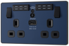 PCDDB22UWRB Front - This Evolve Matt Blue 13A double power socket with integrated Wi-Fi Extender from British General will eliminate dead spots and expand your Wi-Fi coverage.