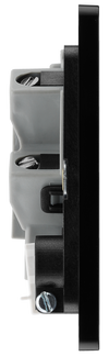 PCDBC54B Side - This Evolve Black Chrome 13A fused and unswitched connection unit from British General provides an outlet from the mains containing the fuse, ideal for spur circuits and hardwired appliances.