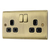 Antique Brass 13A Switched Double Socket & Surface Pattress Back Box