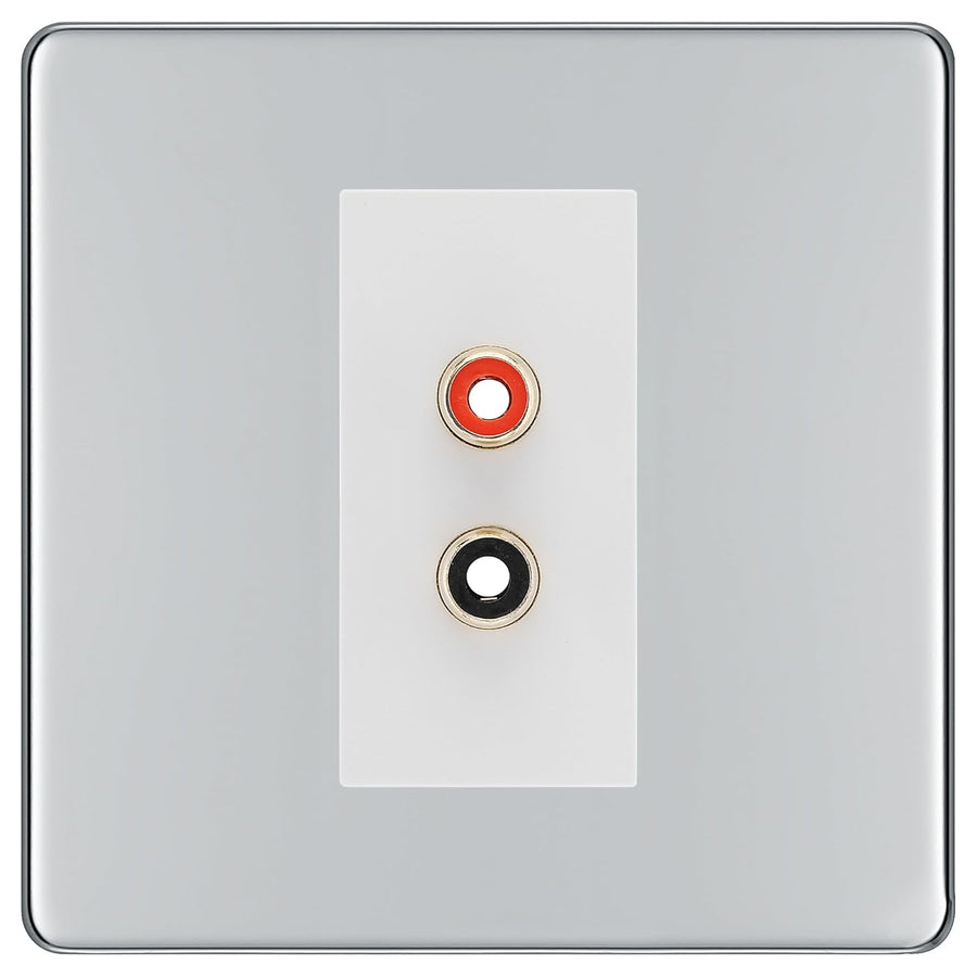 BG Screwless Polished Chrome Euro Module RCA X 2 Outlet FPCRCA2W