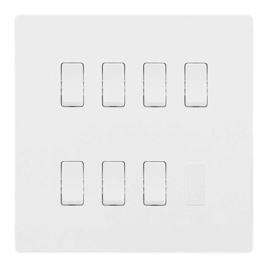 BG Evolve Pearlescent White 7 Gang Custom Grid Light Switch