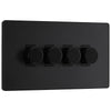 BG Evolve Matt Black 4 Gang Custom Grid Dimmer Light Switch PCDMD84B