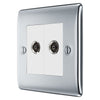 BG Nexus Polished Chrome 2 Gang Isolated Co-Axial Socket NPC63 with 35mm Steel Back Box