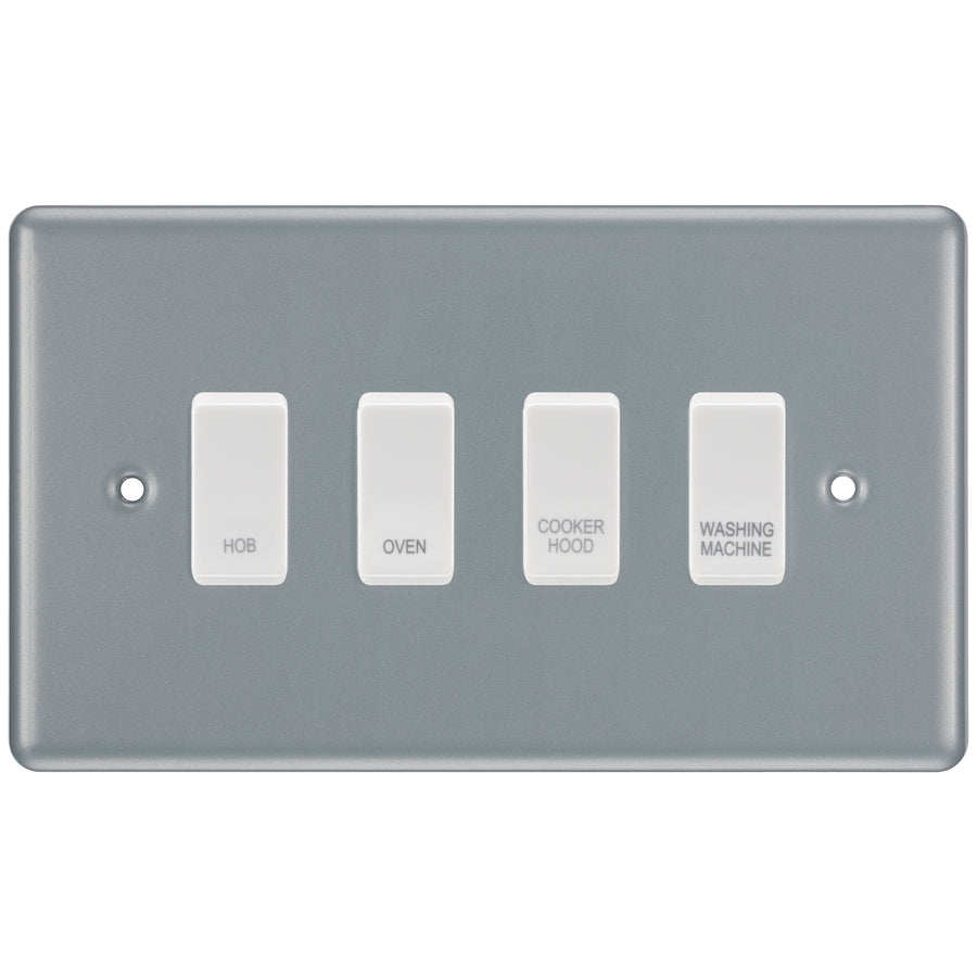 BG Metal Clad 4 Gang Custom Labelled Appliance Grid Switch Panel