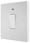 PCDBS31W Side - This Evolve Brushed Steel 20A double pole switch with indicator from British General has been designed for the connection of refrigerators, water heaters, central heating boilers and many other fixed appliances.