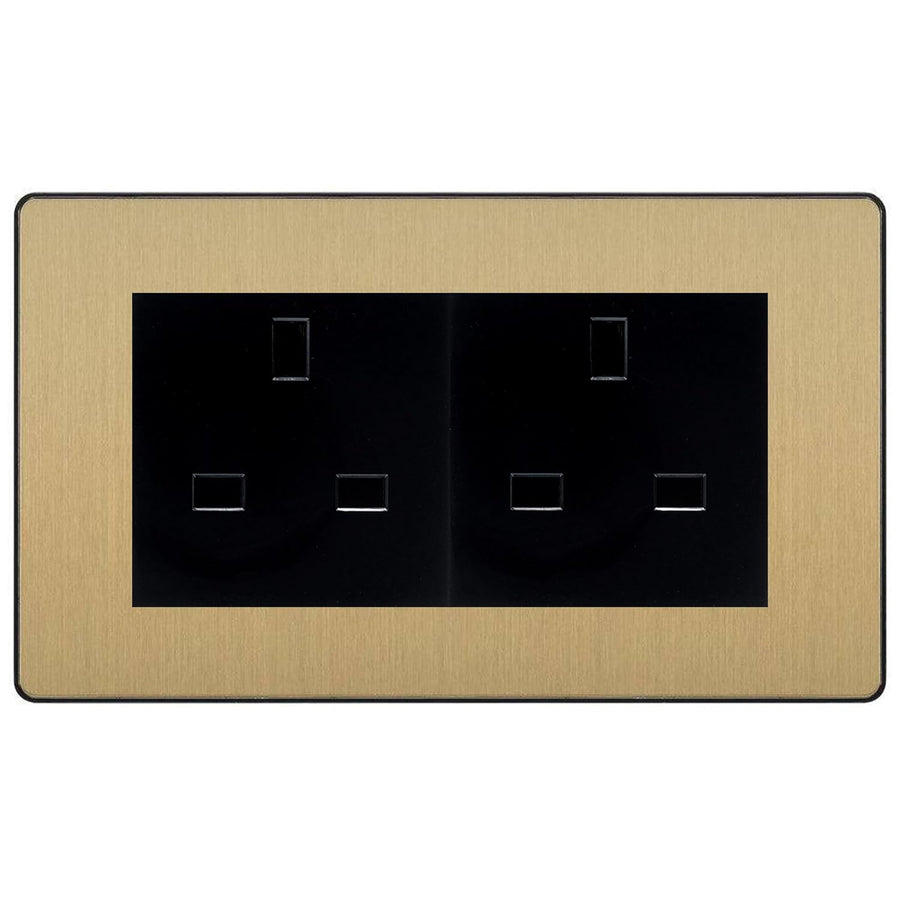 BG Evolve Satin Brass 4 Gang 13A Unswitched Socket - PCDSB4GUSSB
