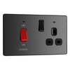 BG Evolve Black Chrome 45A Switch 13A Switched Socket Cooker Control Unit PCDBC70B with 35mm Steel Back Box